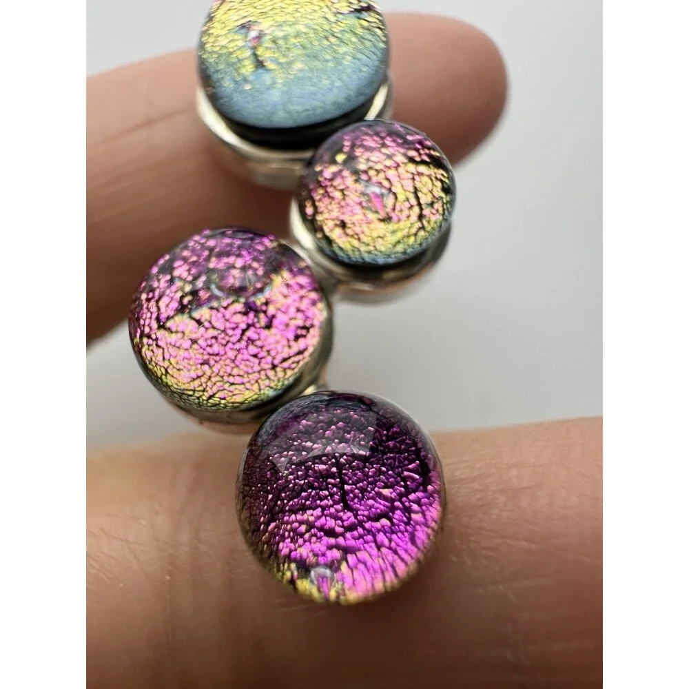 Handmade Dichroic Art Glass Pendant Purple Pink